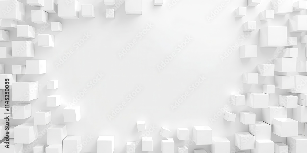 White cube boxes arranged randomly on a shifted background create a modern and minimalist block wallpaper with copy space, geometric, abstract White cube boxes arranged randomly on a shifted background create a modern and minimalist block wallpaper with copy space, geometric, abstract