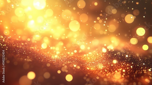 Sparkling Golden Lights with Soft Bokeh Effect in Warm Tones