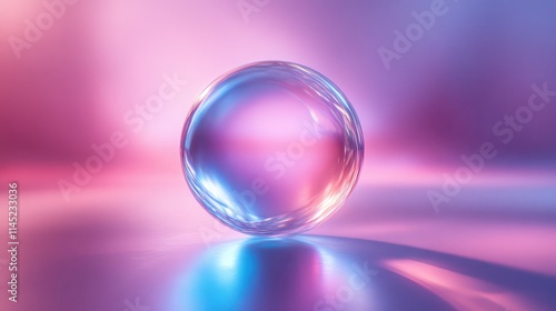 Illuminated Glass Sphere with Soft Background and Colorful Glow