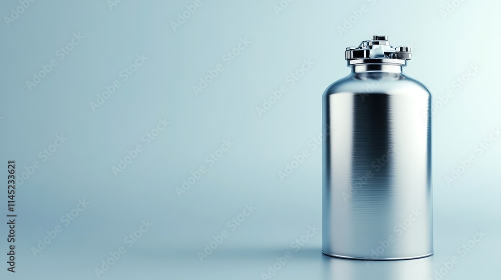 Metallic gas cylinder on subtle gradient background for industrial use Metallic gas cylinder on subtle gradient background for industrial use