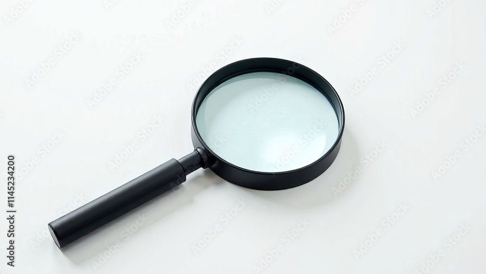 Black magnifying glass on white background Black magnifying glass on white background