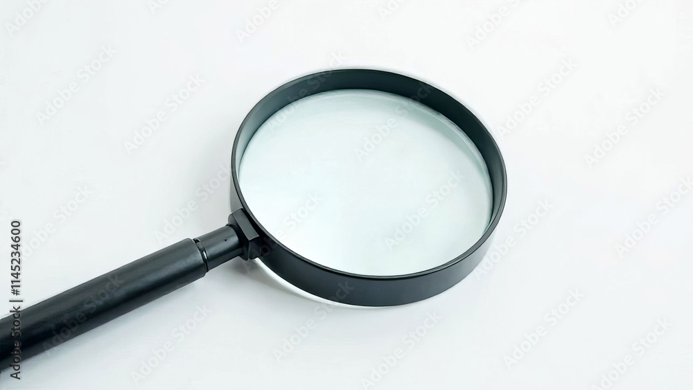 Magnifying glass on white background for close examination and observation Magnifying glass on white background for close examination and observation