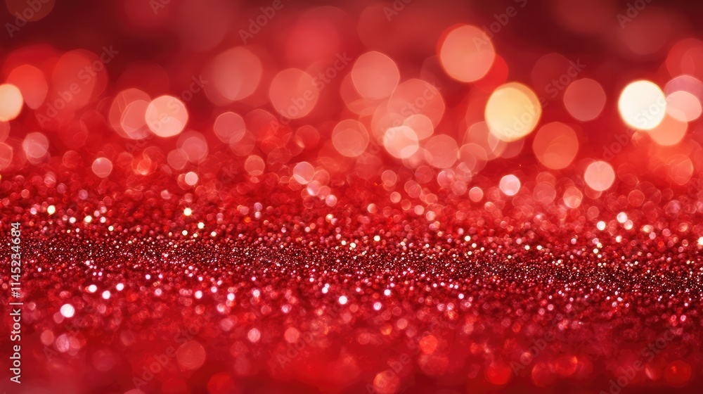 Vibrant Red Glitter Background with Soft Bokeh Effects Vibrant Red Glitter Background with Soft Bokeh Effects