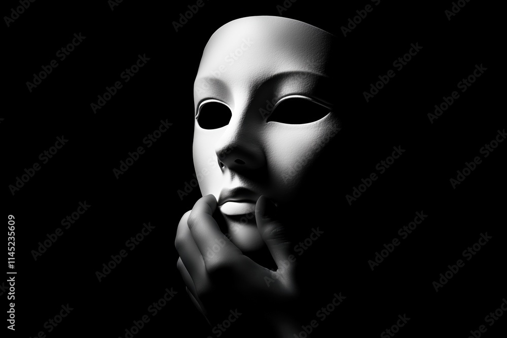 white mask in hands low key white mask in hands low key