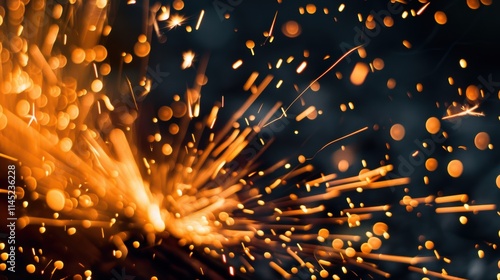 Glowing Orange Sparks and Bokeh on a Dark Background photo