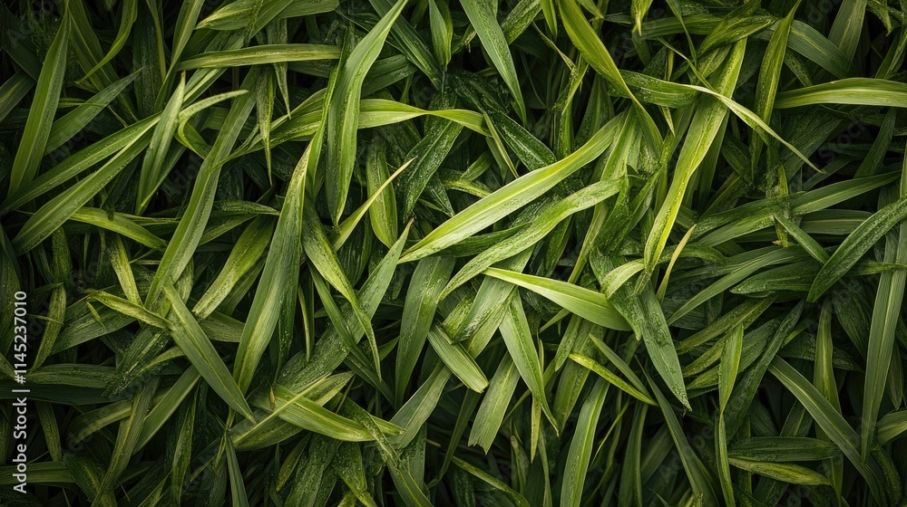 Lush Green Grass Texture with Detailed Leaf Patterns and Shades Lush Green Grass Texture with Detailed Leaf Patterns and Shades