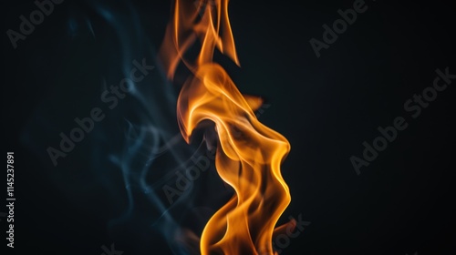 Isolated Flame with Subtle Smoke on a Dark Background
