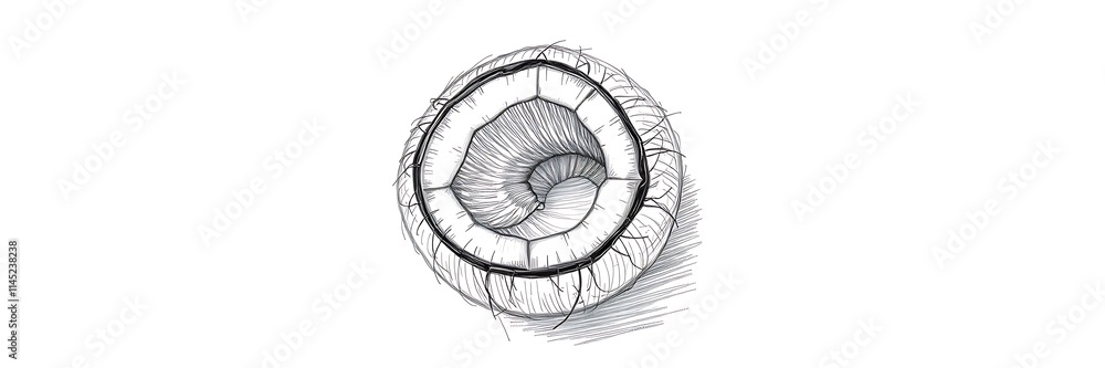 Obraz premium Hand drawn style sketch of a coconut with rough texture on a white background