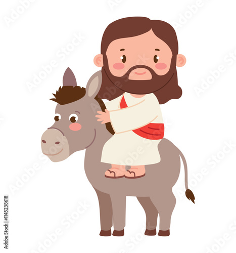 cute jesus riding donkey