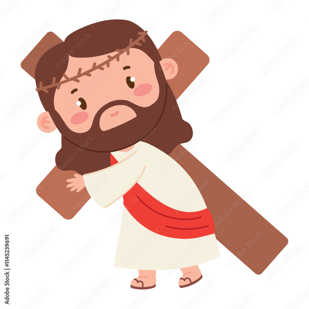 Obraz premium cute jesus carrying cross