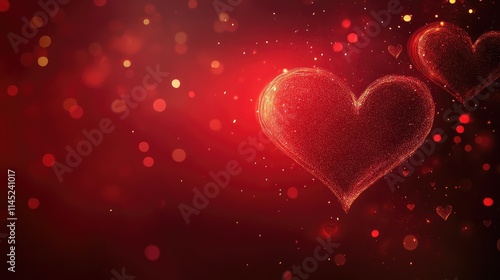 Sparkling Red Hearts Against a Dreamy Blurred Background