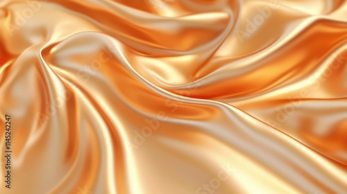 Smooth Golden Satin Fabric Texture with Gentle Flowing Waves