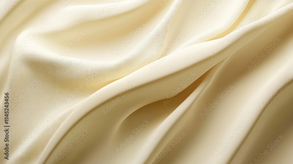 Soft Cream Satin Fabric Draped Elegantly on a Smooth Surface Soft Cream Satin Fabric Draped Elegantly on a Smooth Surface