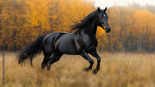 Majestic Black Horse Portrait: Dark Elegance. -