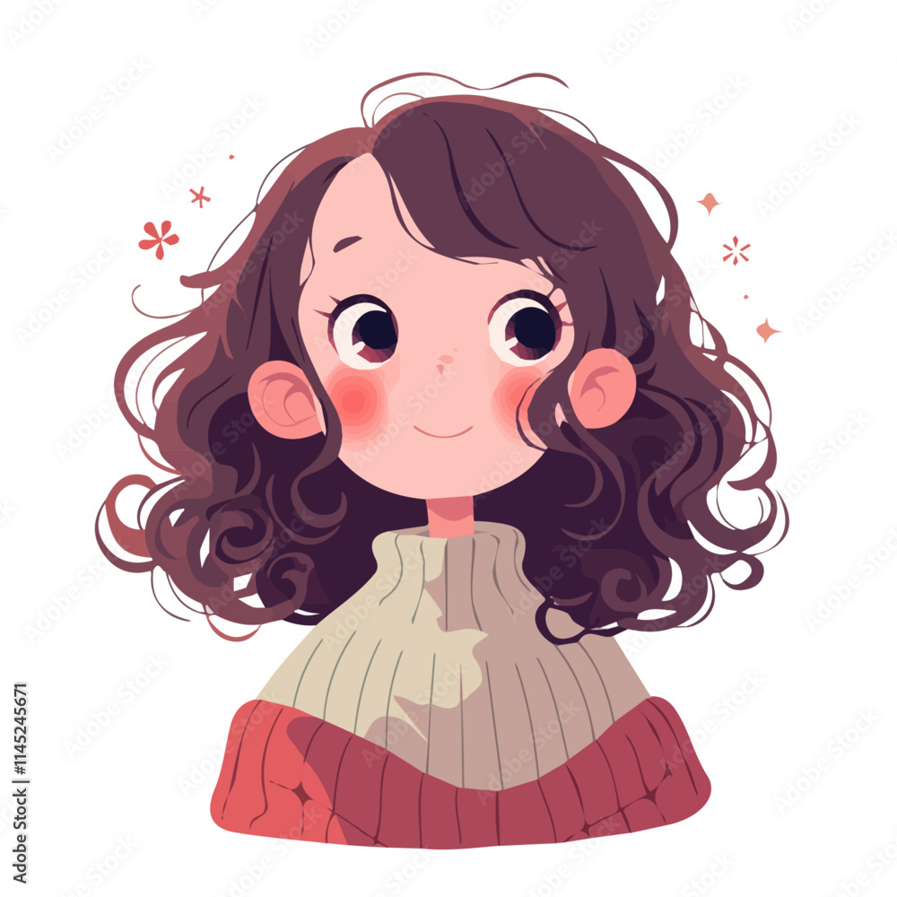Fototapeta premium Hollywood Waves Hairstyle – Elegant and Glamorous Waves, Classic Women’s Haircut, Stylish and Vintage Hair Vector Illustration