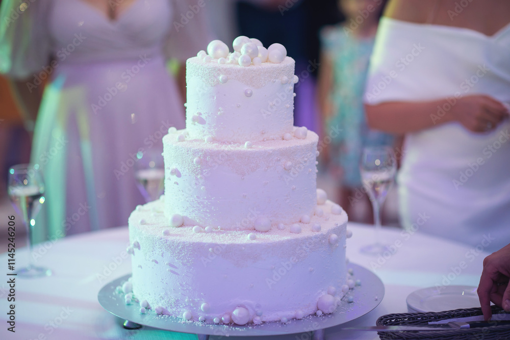 Luxury decorated wedding cake on the table. wedding cake on wedding banquet. Luxury decorated wedding cake on the table. wedding cake on wedding banquet.