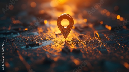 Wallpaper Mural A pin firmly embedded in a high-resolution satellite map illuminated by natural light through a window. Torontodigital.ca