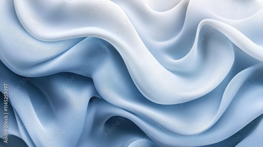 Fototapeta premium Abstract Blue Fabric Draped in Soft Waves