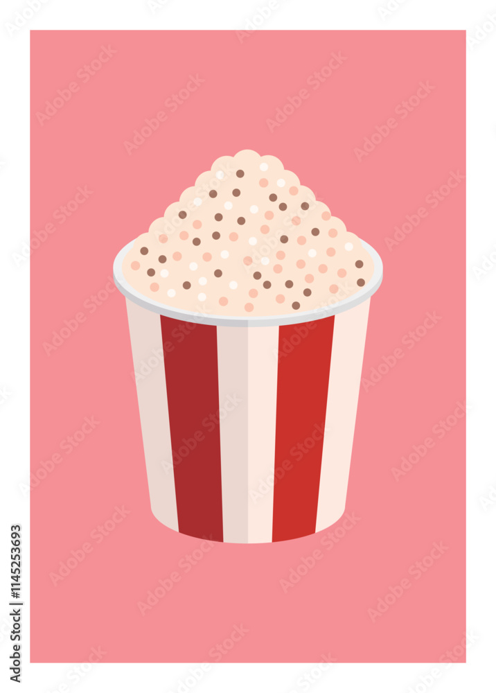 Pop corn in bucket container. Simple flat illustration Pop corn in bucket container. Simple flat illustration