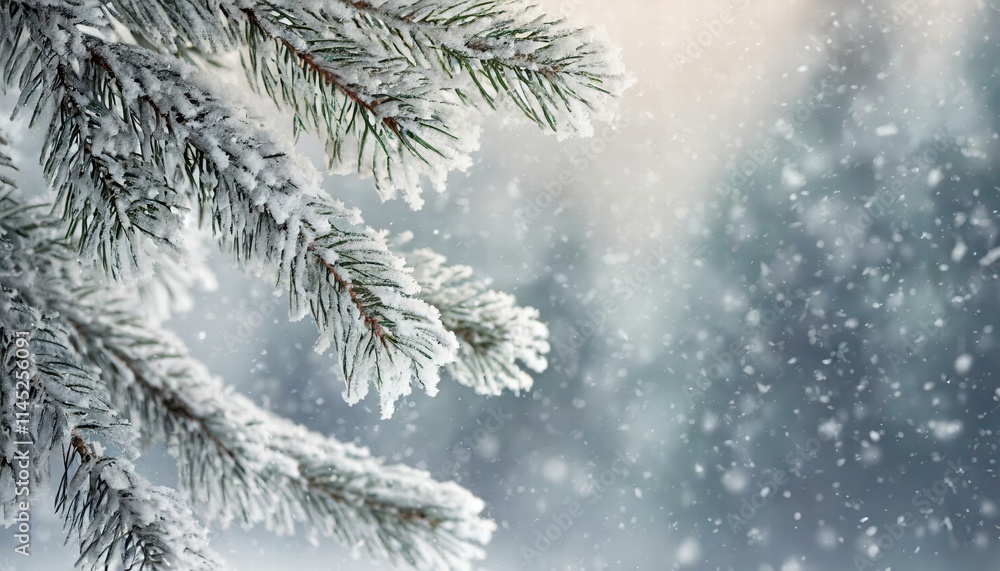 Serene Winter Abstract Background Featuring Fir Tree Branches Dusting with Snow Perfect for Seasonal Designs, Holiday Greetings, and Minimalist Aesthetics Serene Winter Abstract Background Featuring Fir Tree Branches Dusting with Snow Perfect for Seasonal Designs, Holiday Greetings, and Minimalist Aesthetics