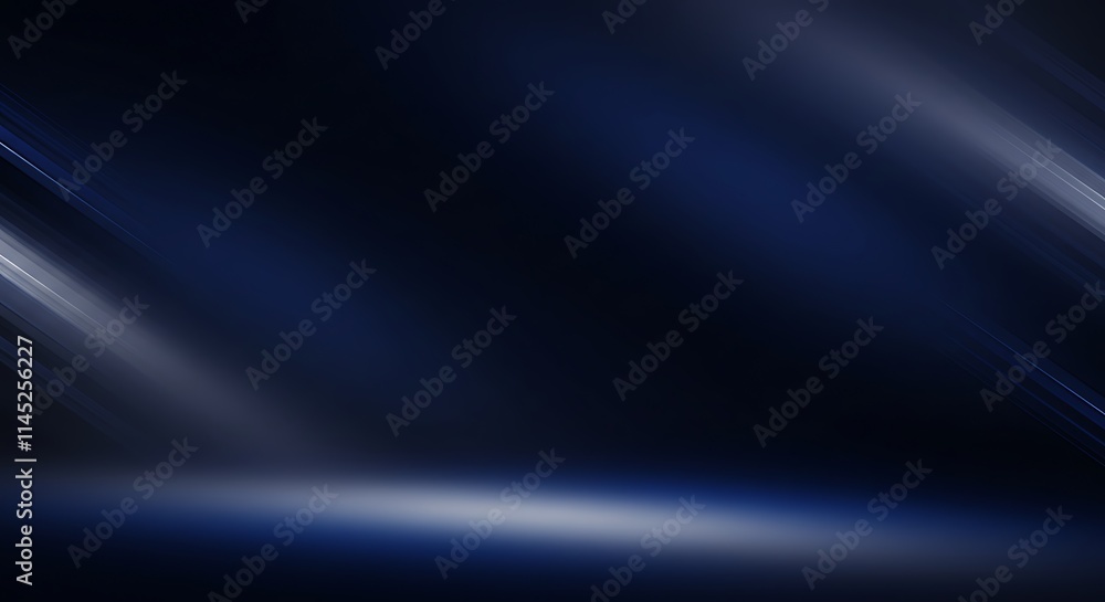 Fototapeta premium Dark blue gradient abstract lines. Diagonal smooth blurred geometric modern minimalist.