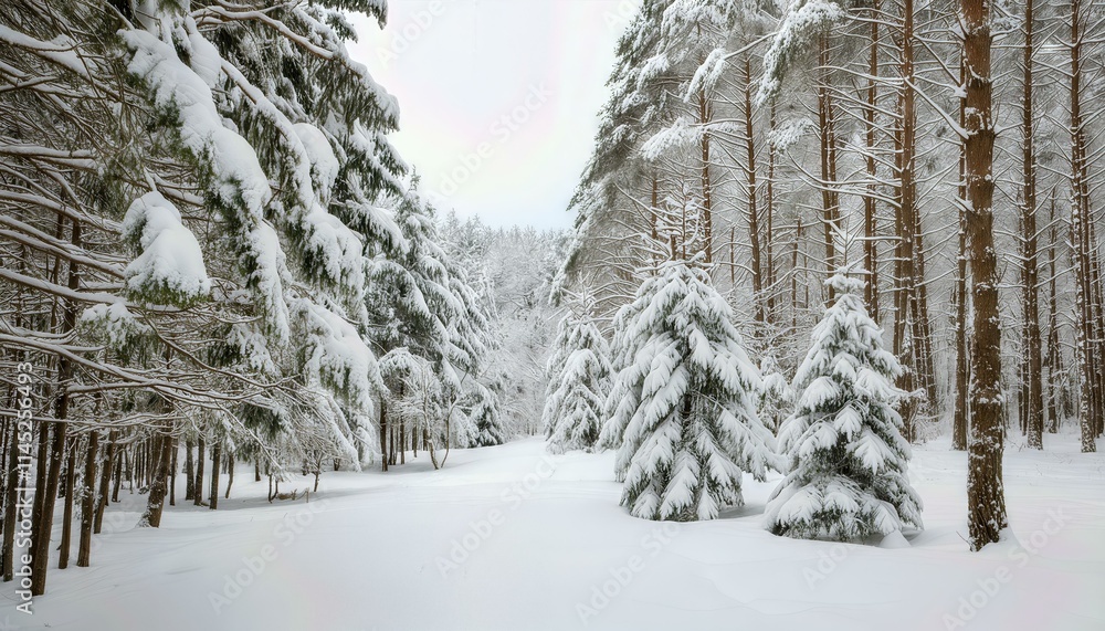 Serene Winter Forest A Captivating Scene of SnowCovered Trees and Tranquil Nature in a Beautiful Winter Wonderland Serene Winter Forest A Captivating Scene of SnowCovered Trees and Tranquil Nature in a Beautiful Winter Wonderland
