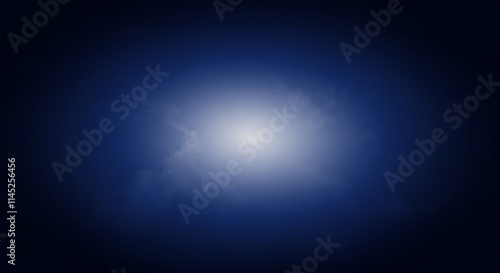 Bright glowing white light on dark blue background with radiant effect, concept for digital technology, business innovation and corporate communication