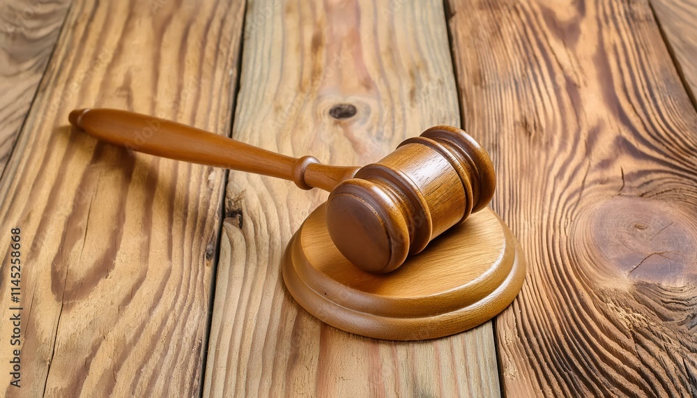 Elegant Wooden Gavel Resting on a Rustic Wooden Background Perfect Symbol of Justice and Authority for Legal Professionals, Judges, and Courtrooms Elegant Wooden Gavel Resting on a Rustic Wooden Background Perfect Symbol of Justice and Authority for Legal Professionals, Judges, and Courtrooms