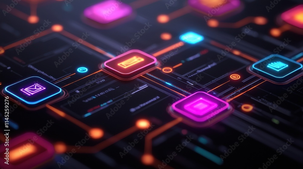Abstract Digital Interface with Colorful Geometric Elements Abstract Digital Interface with Colorful Geometric Elements