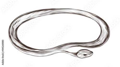 A scribble snake frame in an elongated oval shape with exaggerated stretched loops. No background. A sleek and modern vector asset photo