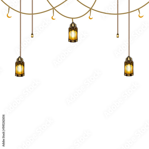 Islamic lantern border, Islamic ornaments, Ramadan elements