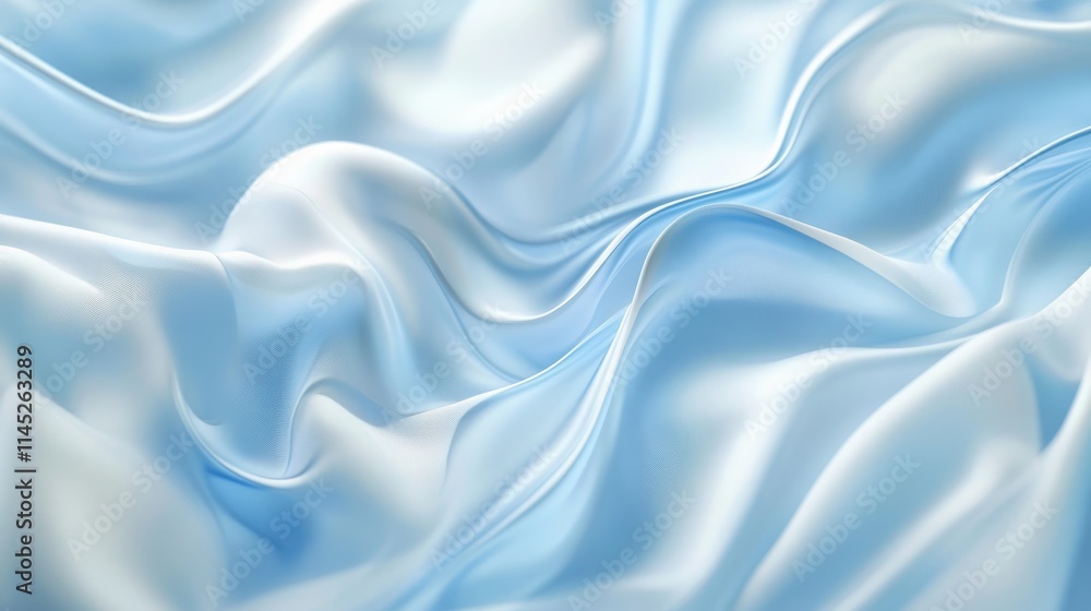 Obraz premium Soft Blue Silk Fabric Draped in Elegant Waves