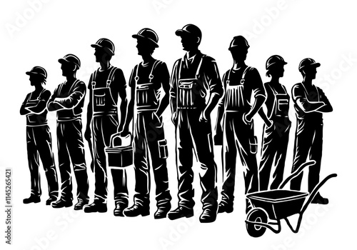 Silhouette group of worker vector. Design concept for poster, business advertising, backdrop, banner. Eps 10