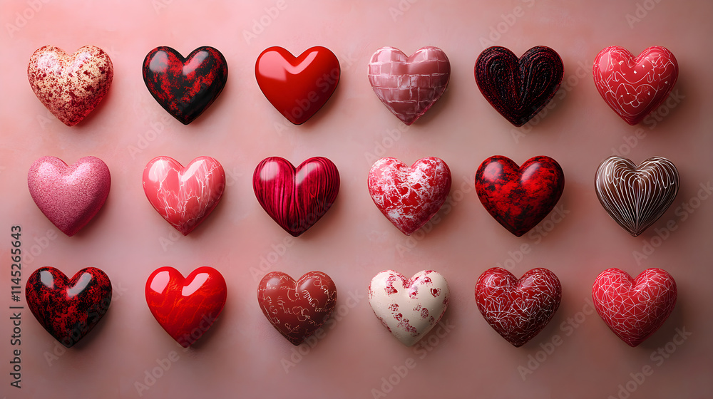 Obraz premium Artistic Collection of Valentine's Day Heart Icons in Diverse Styles