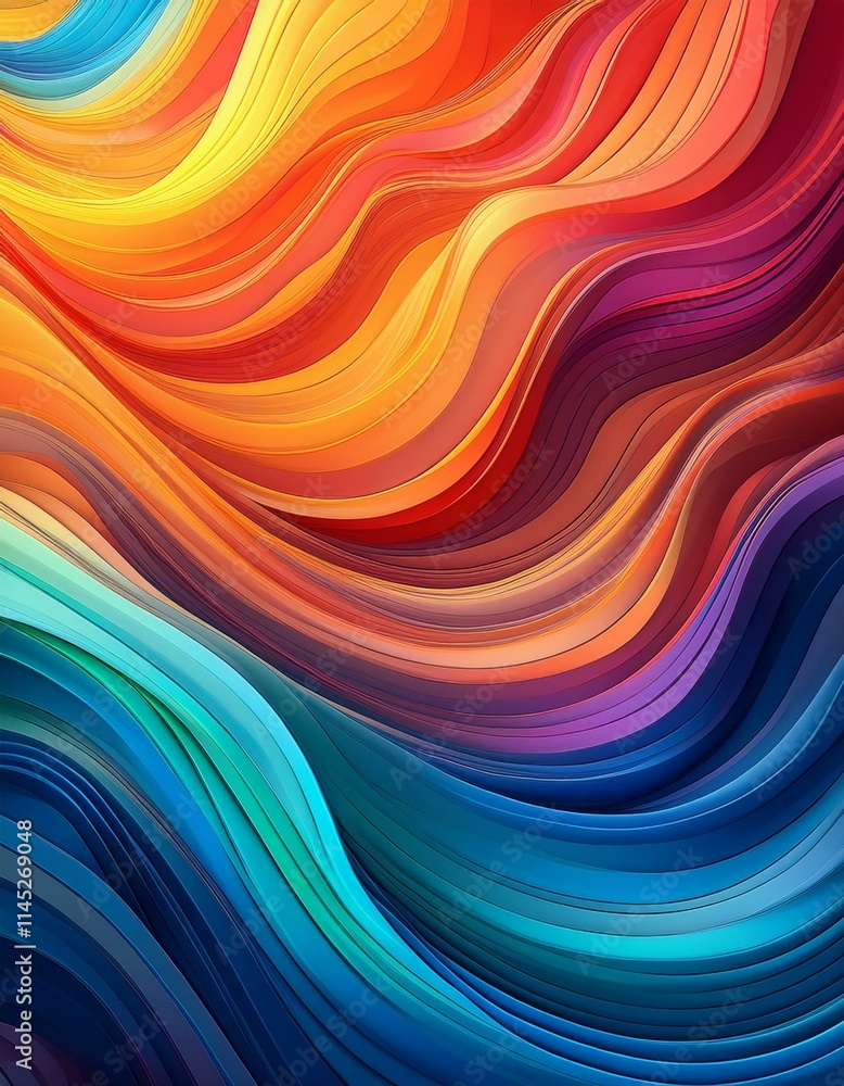 Wallpaper from wavy shapes filled colorful gradient. Generated image Wallpaper from wavy shapes filled colorful gradient. Generated image