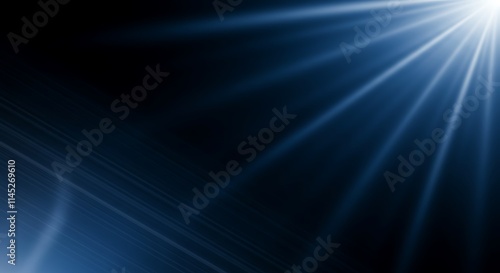 Dark blue abstract light beam background with radiant white glow, concept for business presentation, technology showcase and corporate branding