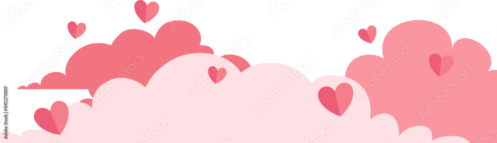 Valentine Cloud Footer with Heart Shape Valentine Cloud Footer with Heart Shape