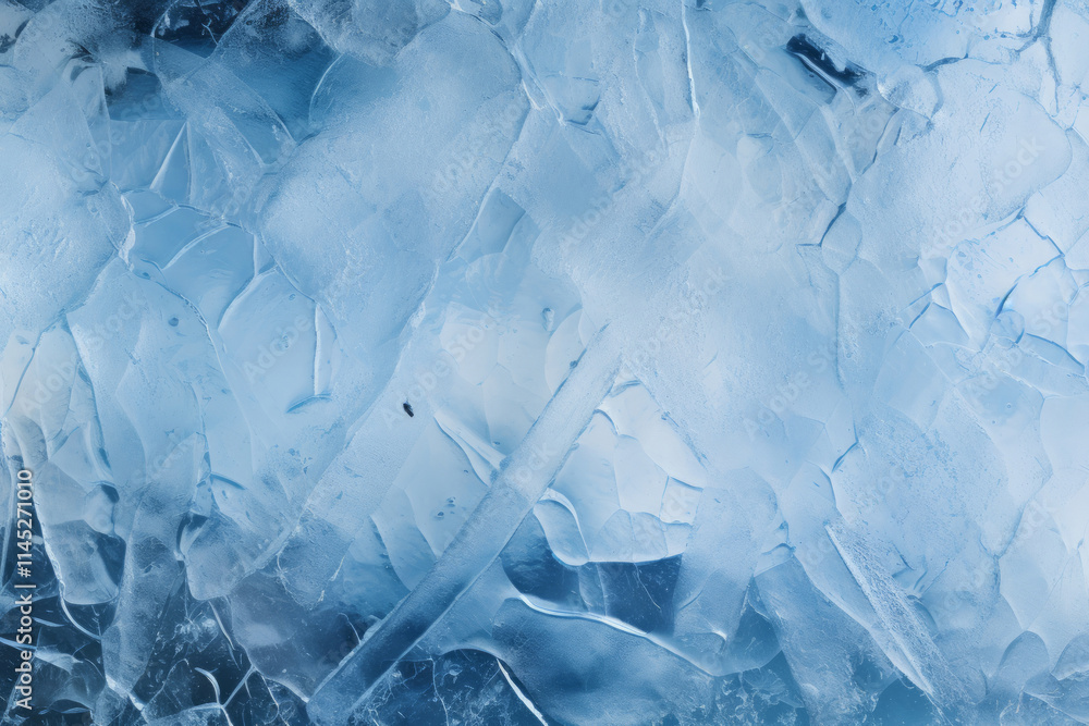 Fototapeta premium Processed collage of blue cold cracked ice surface texture. Background for banner, backdrop