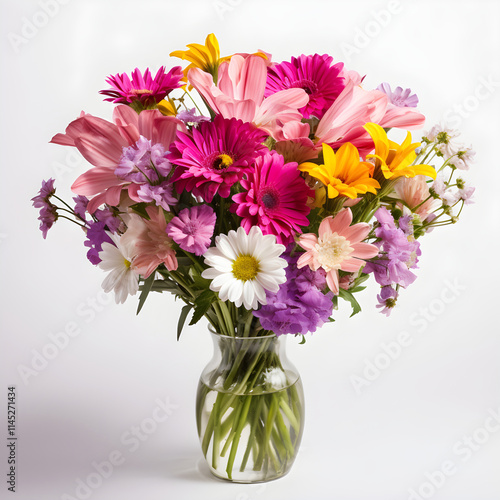 Wallpaper Mural Exquisite Bouquet of Mixed Flowers Against a White Background: An Unforgettable Expression of Nature's Beauty Torontodigital.ca