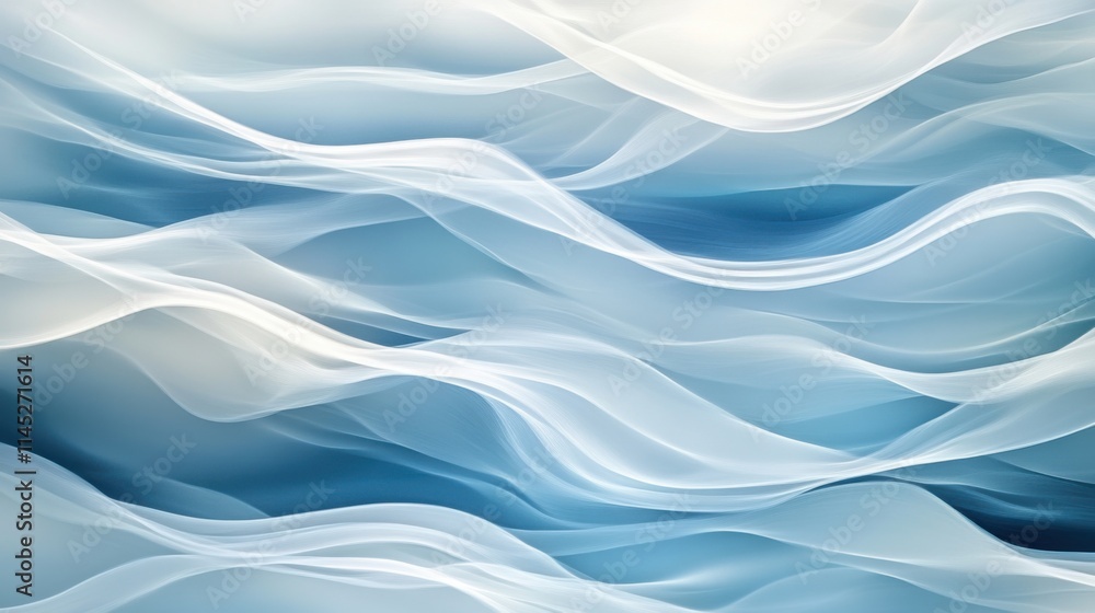 Fototapeta premium Ondas suaves azules y blancas abstractas