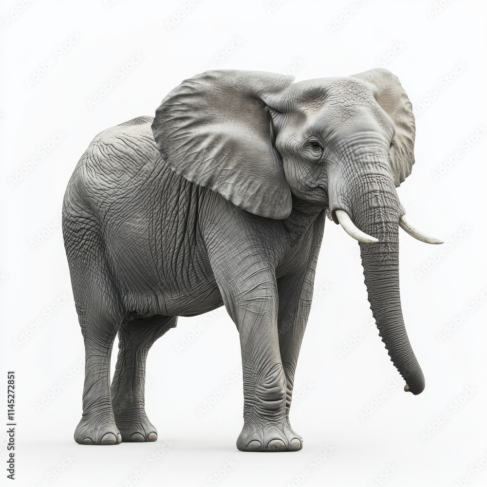 Fototapeta premium Elefante en fondo blanco