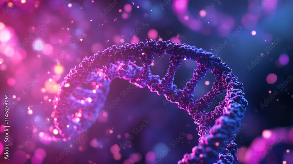 Viral particles illuminated under UV light, swirling with glowing DNA strands, viruses, genetic engineering theme Viral particles illuminated under UV light, swirling with glowing DNA strands, viruses, genetic engineering theme