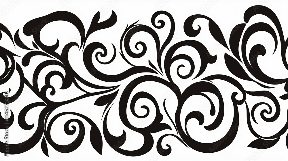 Abstract Black and White Floral Swirl Design Abstract Black and White Floral Swirl Design