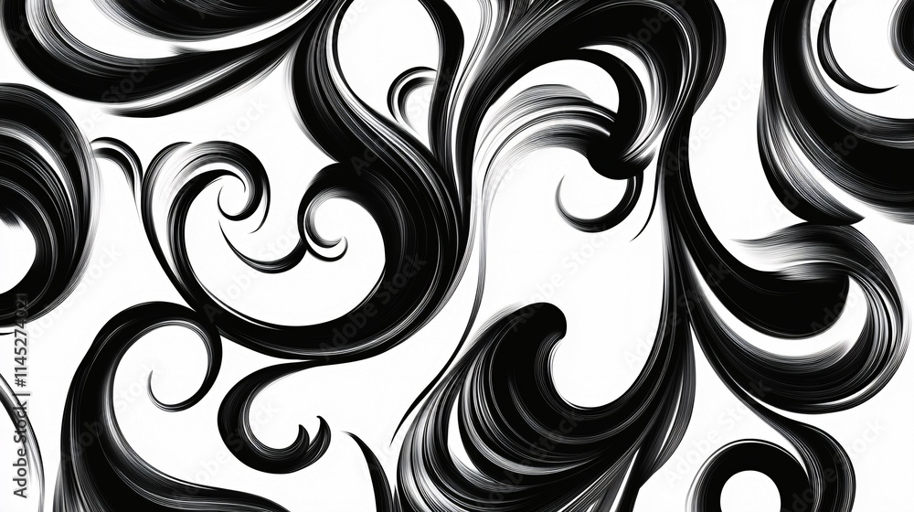 Fototapeta premium Abstract Black and White Swirling Wave Design