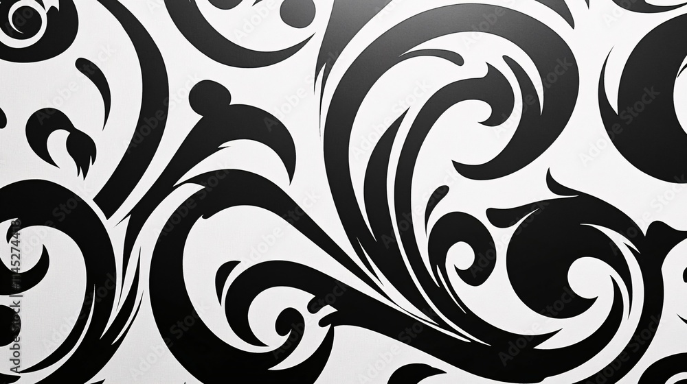Abstract Black and White Swirling Floral Design Abstract Black and White Swirling Floral Design