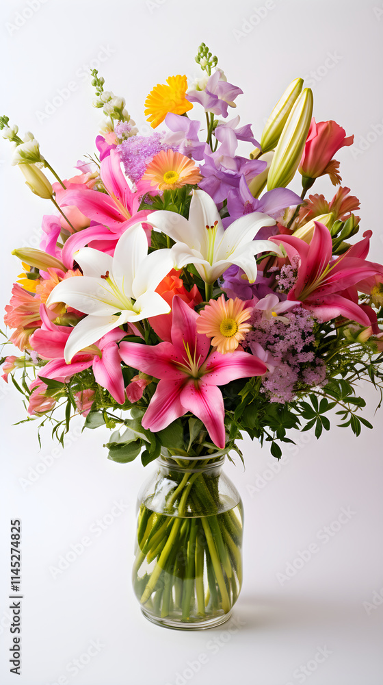 Exquisite Bouquet of Mixed Flowers Against a White Background: An Unforgettable Expression of Nature's Beauty Exquisite Bouquet of Mixed Flowers Against a White Background: An Unforgettable Expression of Nature's Beauty