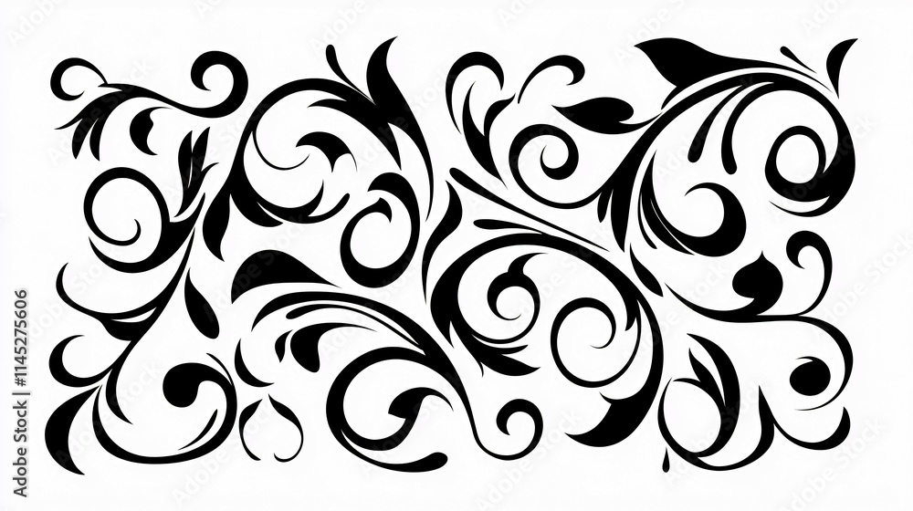 Abstract Black Floral Swirl Design Pattern Abstract Black Floral Swirl Design Pattern
