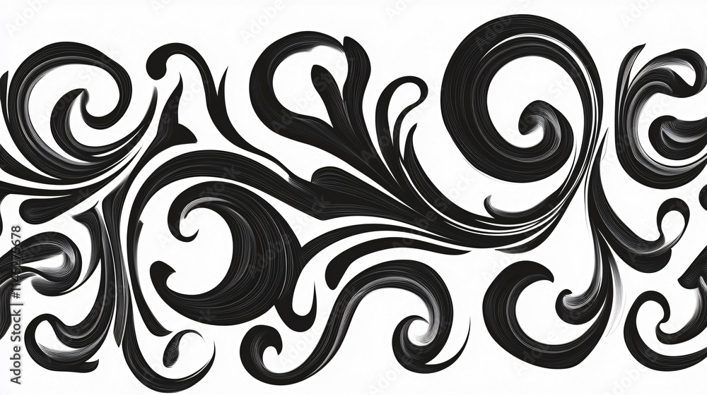 Abstract Black Swirls Artistic Floral Design Abstract Black Swirls Artistic Floral Design