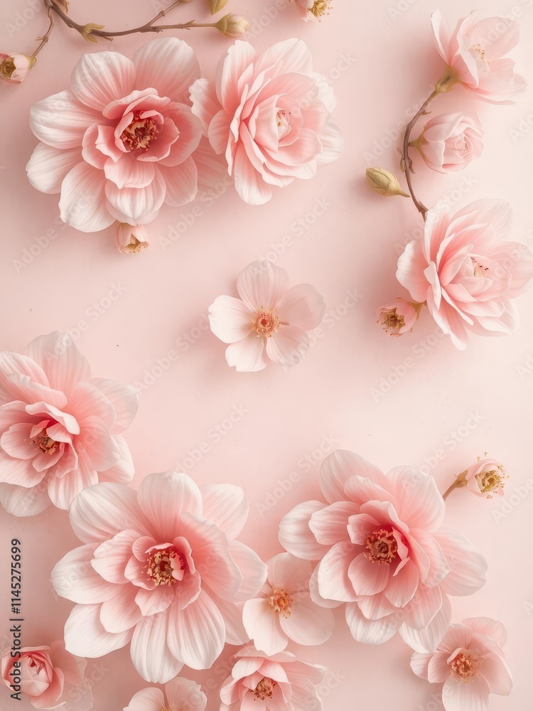 Delicate blush pink floral wallpaper with subtle texture, decoration,pretty,illustration Delicate blush pink floral wallpaper with subtle texture, decoration,pretty,illustration