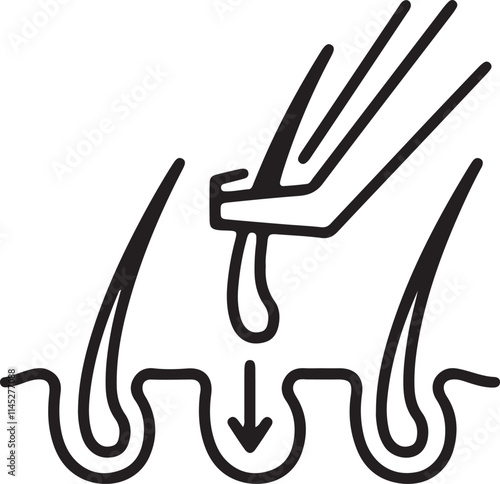 Illustration of pulling hair from the root with tweezers icon silhouette